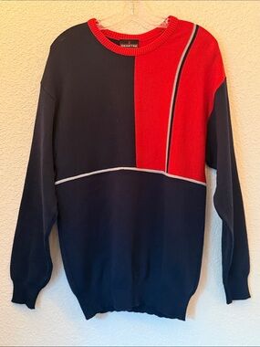 Vintage Dexter Navy and Red Block Crewneck. Wool. Mens size large